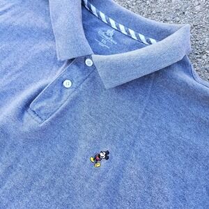 Disney Parks Mickey Mouse Embroidered Polo Shirt Mens XXL Light Grey 100% Cotton